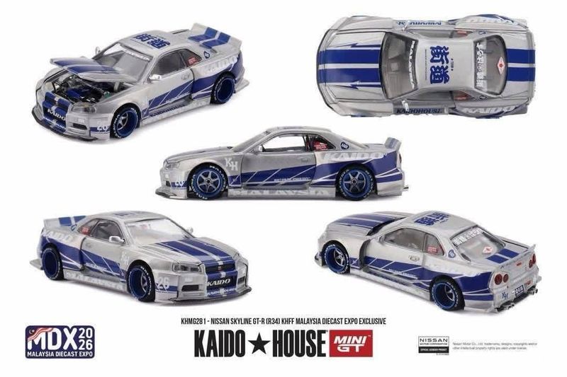 KAIDOHOUSE Nissan Skyline GT-R (R34) KHFF Brian's Skyline Livery (KHMG281) | 2026 Malaysia Diecast Expo